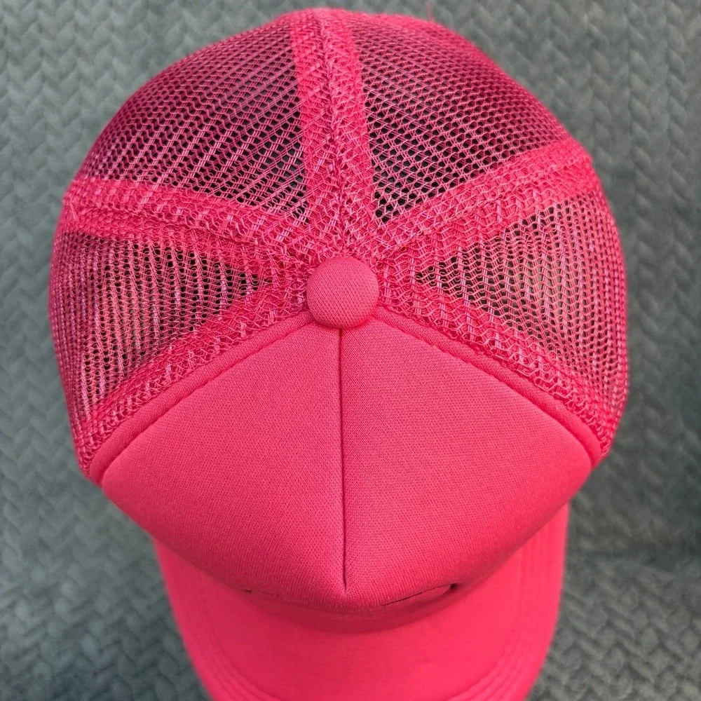 Neon Pink Smiley Face Foam Trucker Hat Mesh Snapback Adjustable Cap 0689